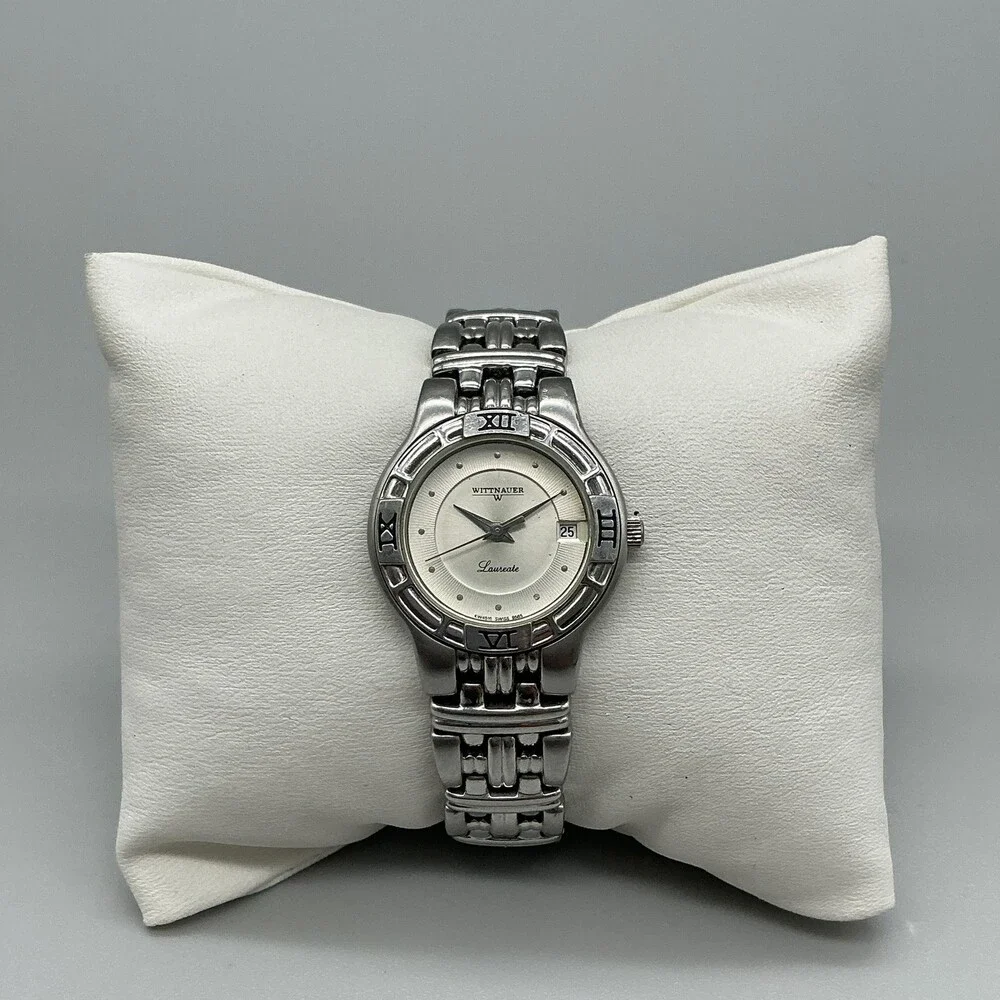 Wittnauer Laureate Womens Watch 25mm Silver Tone Date Stainless New Battery 6